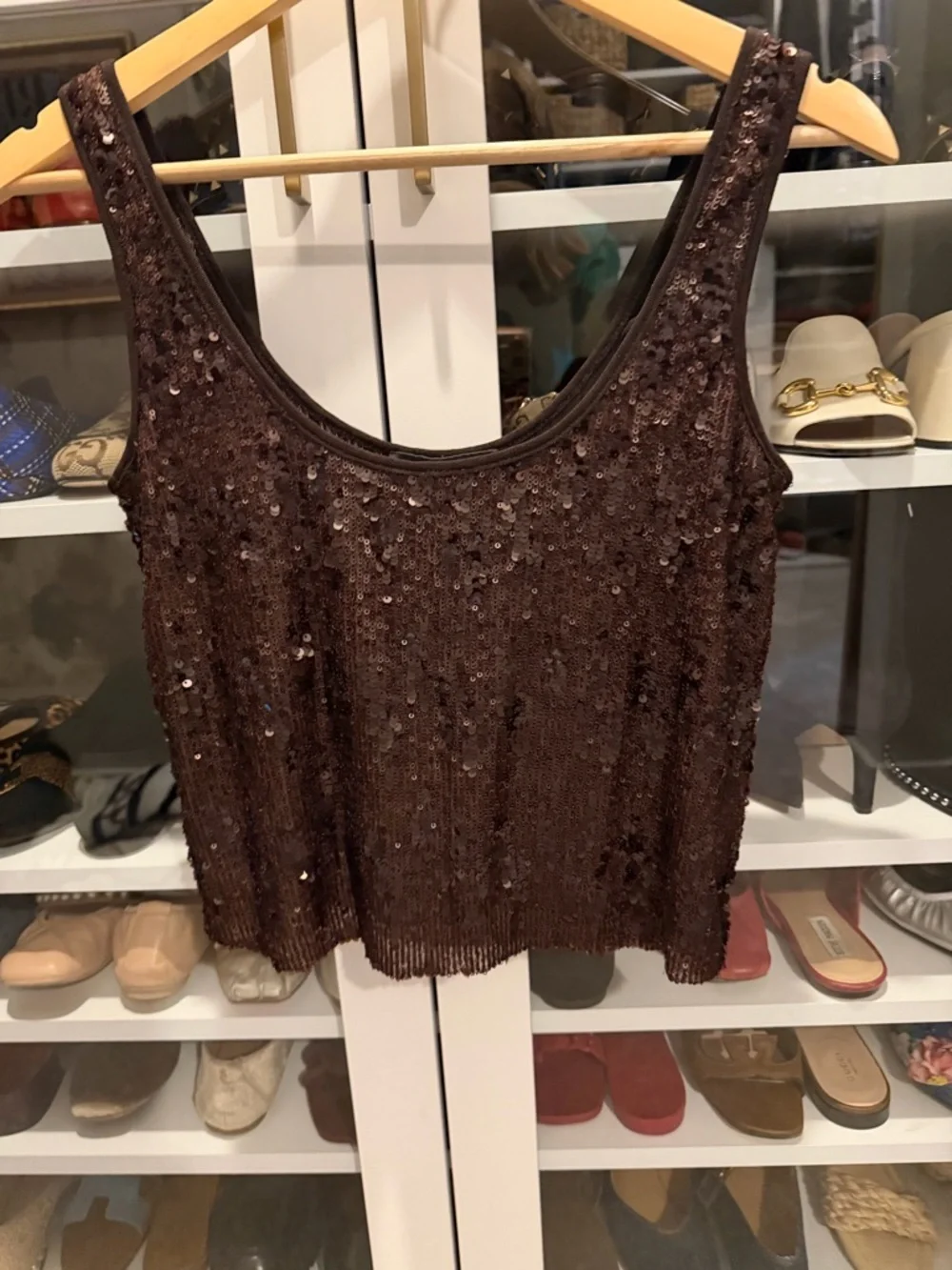 Grade & Gather Chocolate Brown Sequin Tank and Skirt - Picture 3 of 12